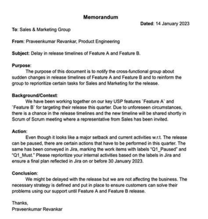 What is the purpose of memorandum writes its advantages?